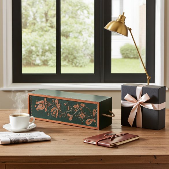 Smaragd Varázs – Bortartó zöld arany díszítéssel