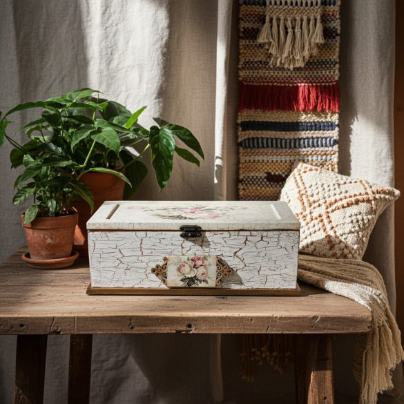 Rózsás tükrös fadoboz