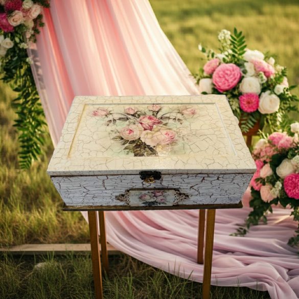 Rózsás tükrös fadoboz