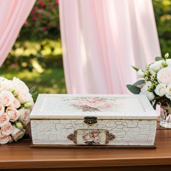 Rózsás tükrös fadoboz