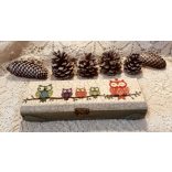 Egyedi kézzel díszíett tolltartó/ékszerdoboz - Baglyos mintával 