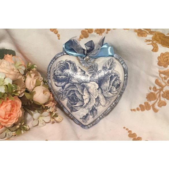 Kék vintage Szívecske - felirattal