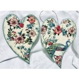 Íves Francia formájú Fa Szívecske  tavaszi mintával díszítve