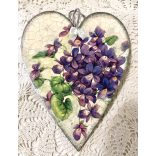 Nagy Fa Szívecske  Ibolya mintával díszítve