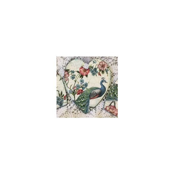 Nagy Fa Szívecske Páva mintával díszítve